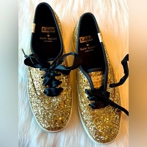Keds x Kate Spade New York Gold and black glitter sneakers